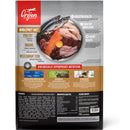 Orijen pet food package with ingredients and health benefits listed