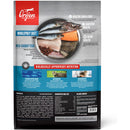 Orijen pet food package with images of fish and text on a white background