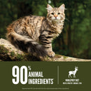 Cat on a branch with text about animal ingredients and Wholeprey Diet branding.