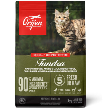 Orijen Fundra cat food package with a cat on the label