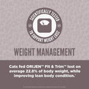 Orijen Fit & Trim weight management label on a gray background