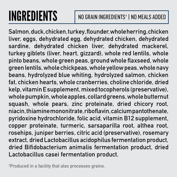List of ingredients with no grain added on a white background