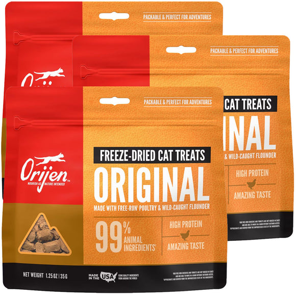 ORIJEN Original Freeze Dried Grain-Free High-Protein Raw Animal Ingredients Cat Treats, 1.25-oz bag