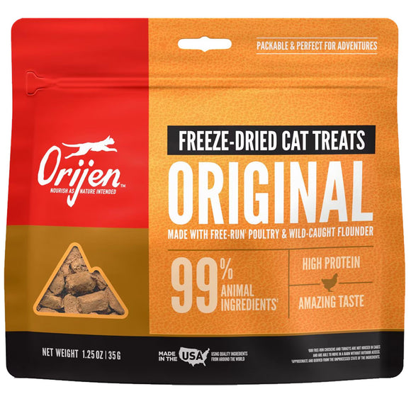 ORIJEN Original Freeze Dried Grain-Free High-Protein Raw Animal Ingredients Cat Treats, 1.25-oz bag