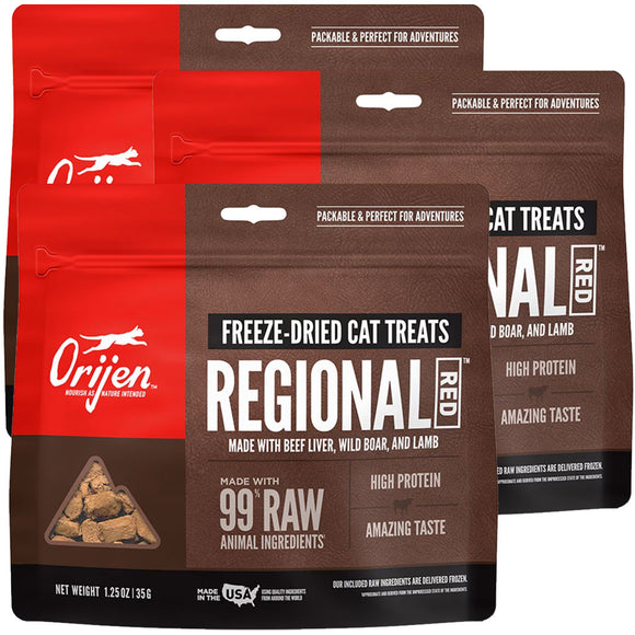 ORIJEN Regional Red Grain-Free High-Protein Raw Animal Ingredients Freeze Dried Cat Treats, 1.25-oz bag