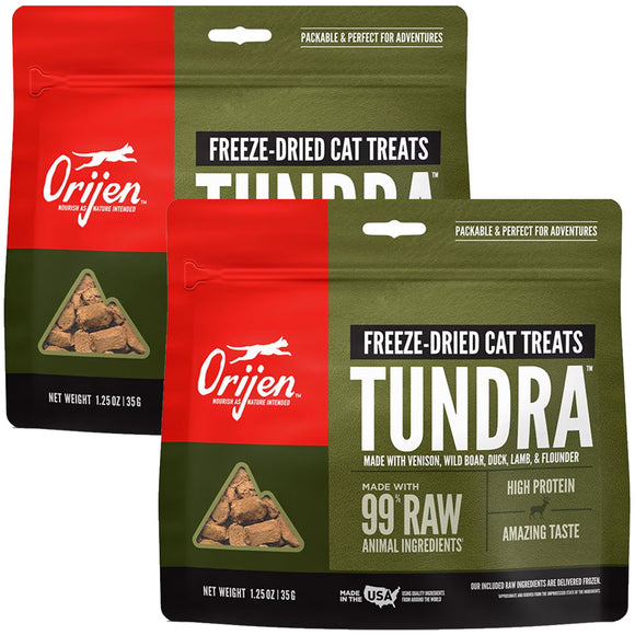 ORIJEN Tundra Grain-Free High-Protein Raw Animal Ingredients Freeze Dried Cat Treats, 1.25-oz bag