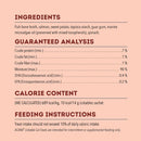 Nutritional label for ACANA Lickables Cat Treats on a pink background