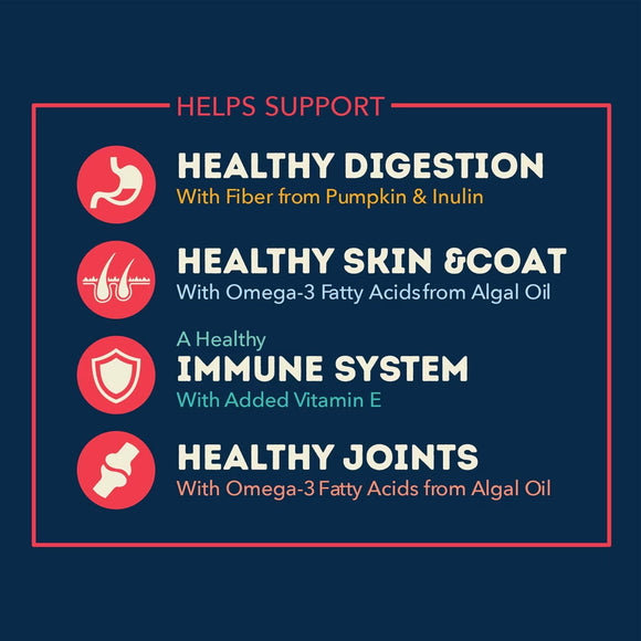 List of health benefits with icons on a blue background