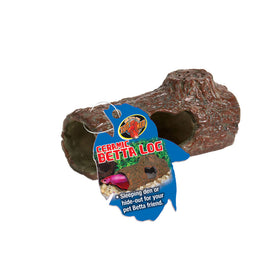 Zoo Med Ceramic Betta Log Aquarium Ornament, Brown, 4.25-in, Small