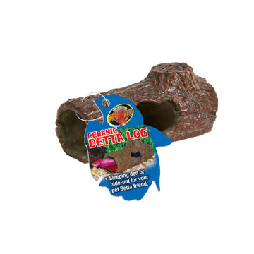 Zoo Med Ceramic Betta Log Aquarium Ornament, Brown, 4.25-in, Small