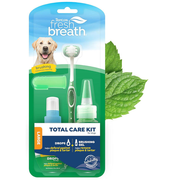 TropiClean Fresh Breath Total Care Dental Kit for Dogs, Large