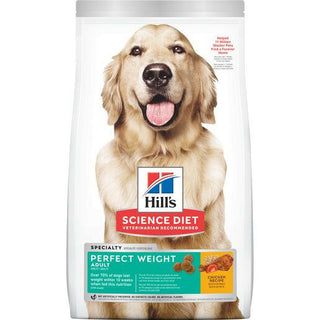 Hill's science perfect weight dog food in a 4 lb bag