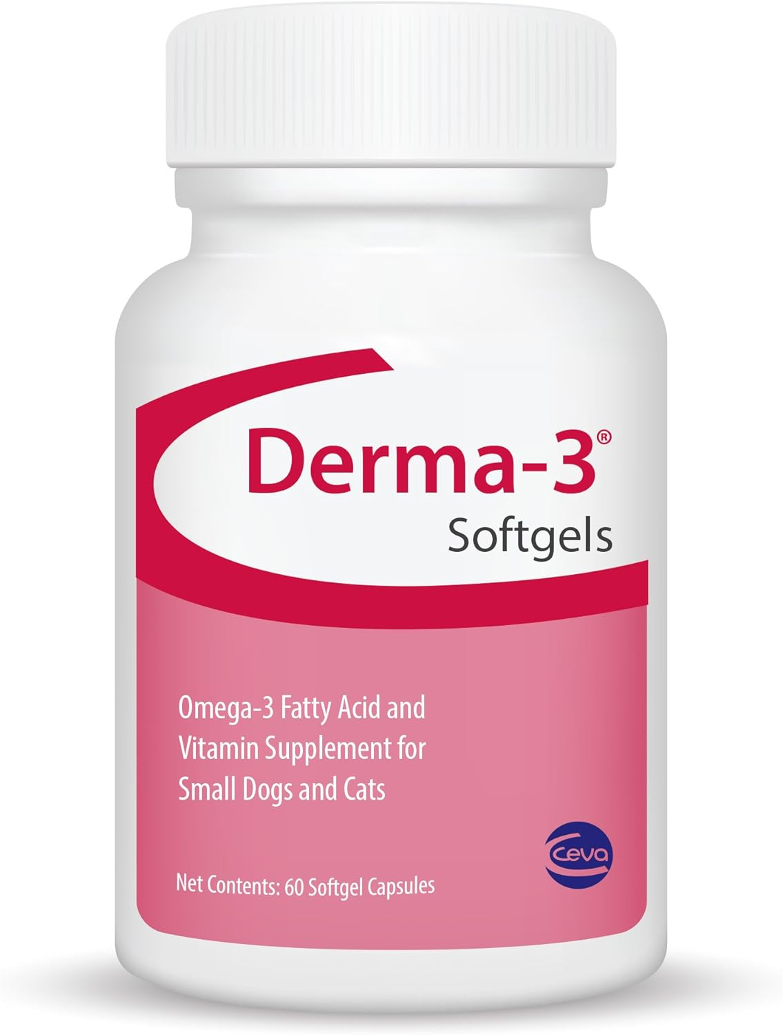 Ceva Derma-3  Omega-3 Fatty Acid & Vitamins for Small Dogs (60 soft gels)