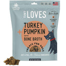 Package of Tiny Loves Turkey Pumpkin with Bone Broth dog treats on a white background