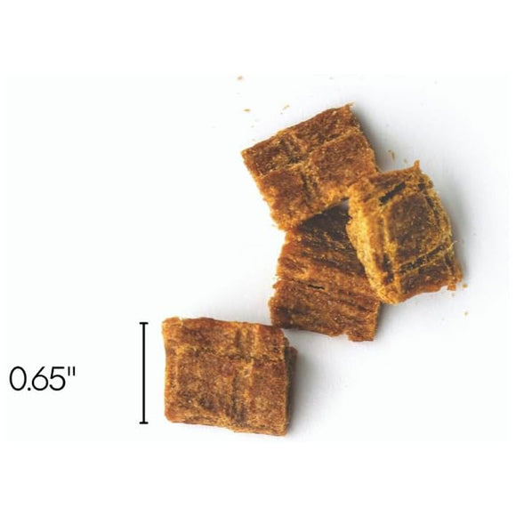 Three square pieces of brown material on a white background with a measurement label.