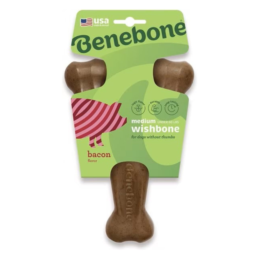 Benebone Bacon Flavor Wishbone Durable Chew Toy for Dogs - 0