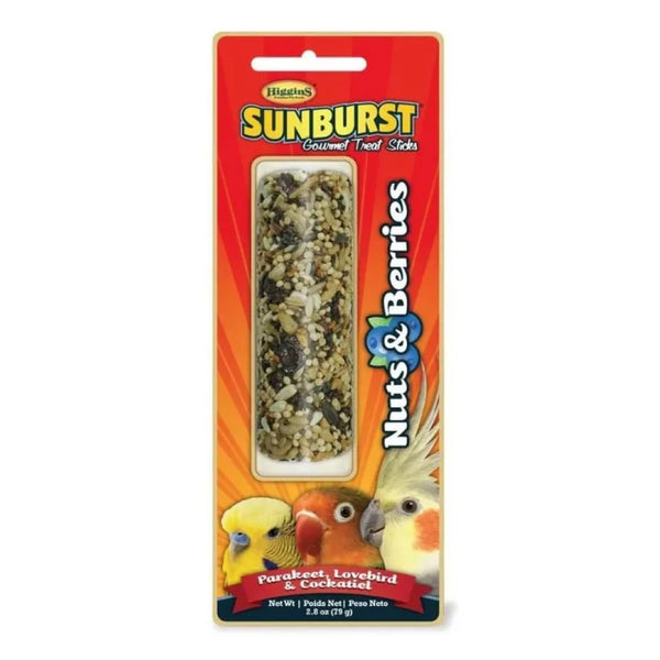 Higgins Sunburst Sticks Nuts & Berries Cockatiel Keet & Lovebird Treat For Birds 2.8 oz