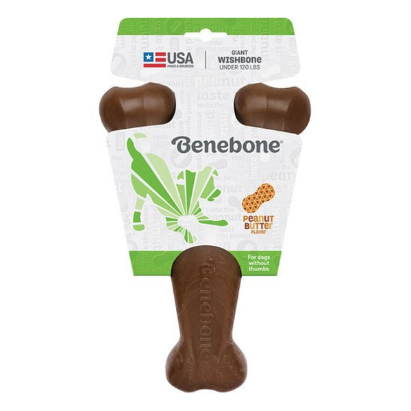 Benebone Peanut Butter Flavor Wishbone Durable Chew Toy for Dogs