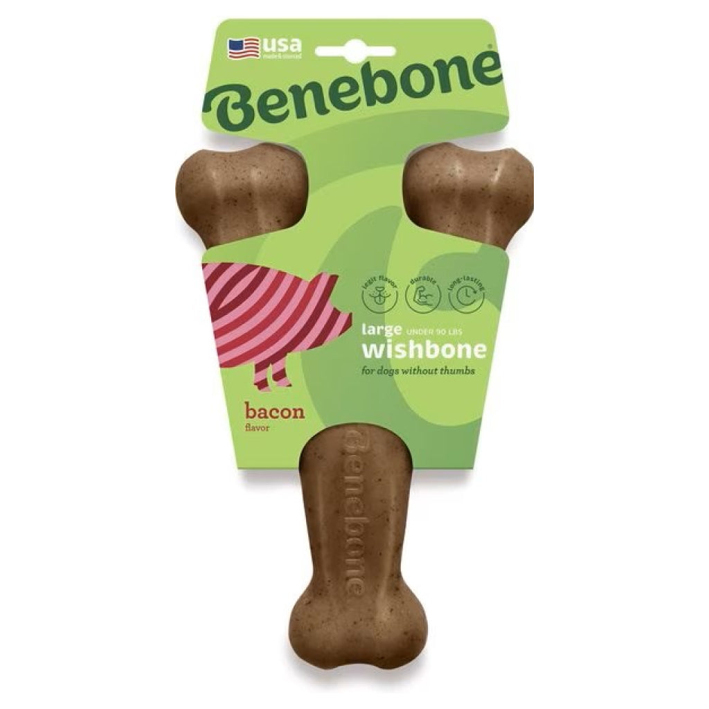 Benebone Bacon Flavor Wishbone Durable Chew Toy for Dogs