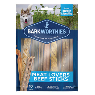 Barkworthies Meat Lovers Beef Sticks Variety Pack Treats For Dog (10 chews)