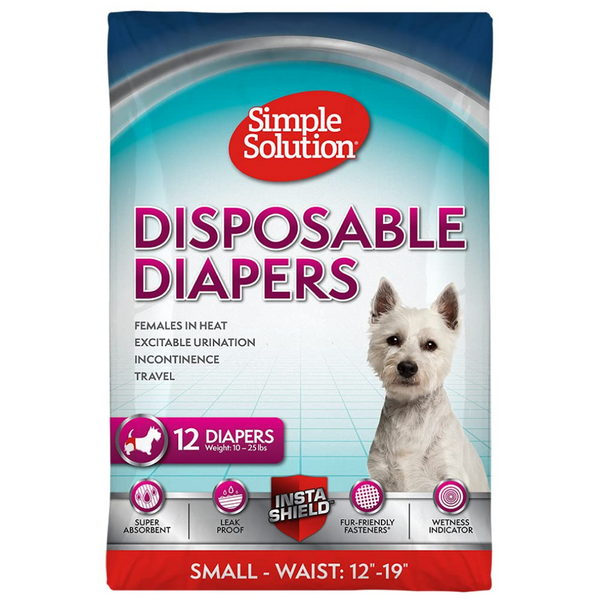 Simple Solution Disposable Femal Dog Diapers for Small Dogs (12 pack)