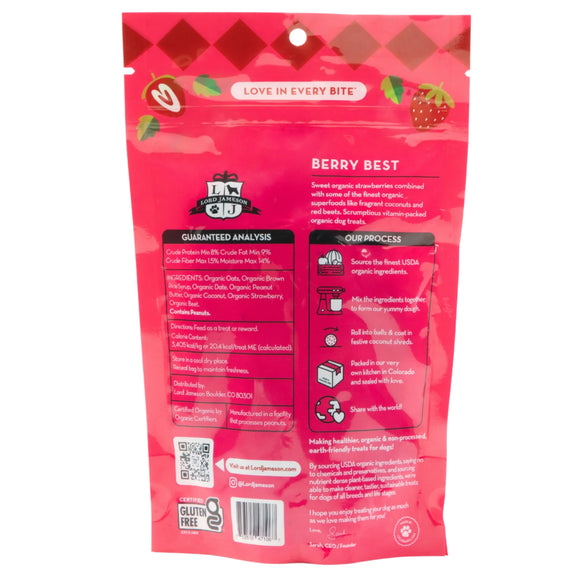 Lord Jameson Berry Best Organic Strawberry Soft & Chewy Treats For Dog (6 oz)