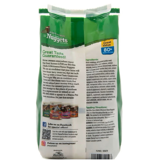 Manna Pro Alfalfa & Molasses Bite-Sized Nugget Treats for Horses (1 lb)