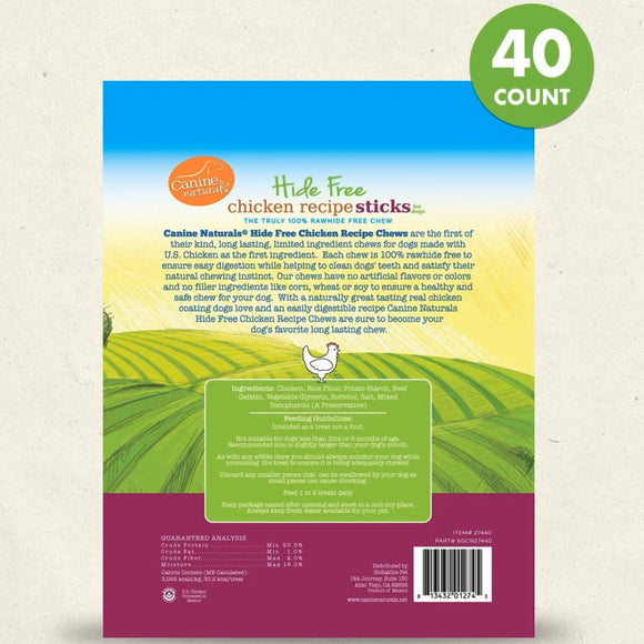 Canine Naturals Hide Free PUPPY Chicken Recipe Sticks Treats For Dog 