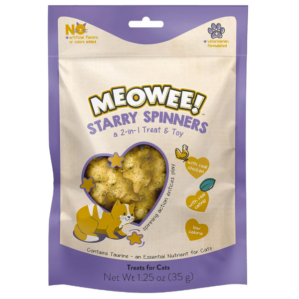 Meowee! Starry Spinners Chicken & Catnip Crunchy 2-in-1 Treat & Toy for Cats (1.25 oz)