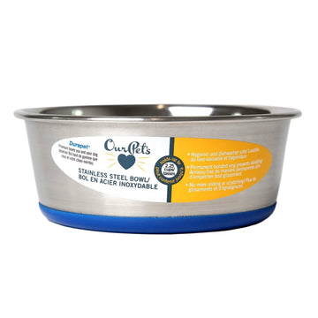 OurPets Premium Stainless Steel Rubber-Bonded Bowl For Dog