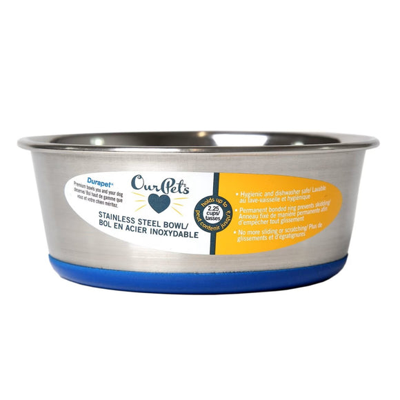 OurPets Premium Stainless Steel Rubber-Bonded Bowl For Dog