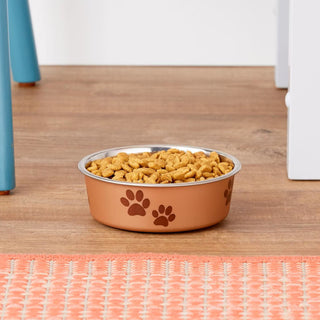 Loving Pets Metallic Champagne Non-Skid Stainless Steel Bowl For Dog & Cat