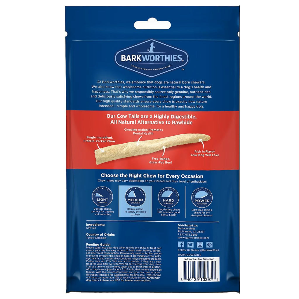 Barkworthies Cow Tails Treats For Dog (6 oz)