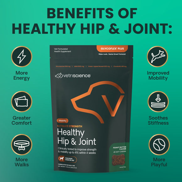 Ultimate Strength Healthy Hip & Joint Chews for Dogs Peanut Butter Flavor
