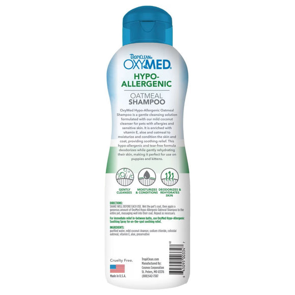 TropiClean OxyMed Hypoallergenic Oatmeal Shampoo for Dogs & Cats