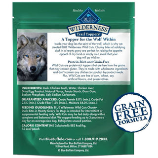 Blue Buffalo Wilderness Trail Toppers Wild Cuts Chunky Duck Bites in Hearty Gravy Wet Food Topper For Dog(3 oz x 24 pouches)