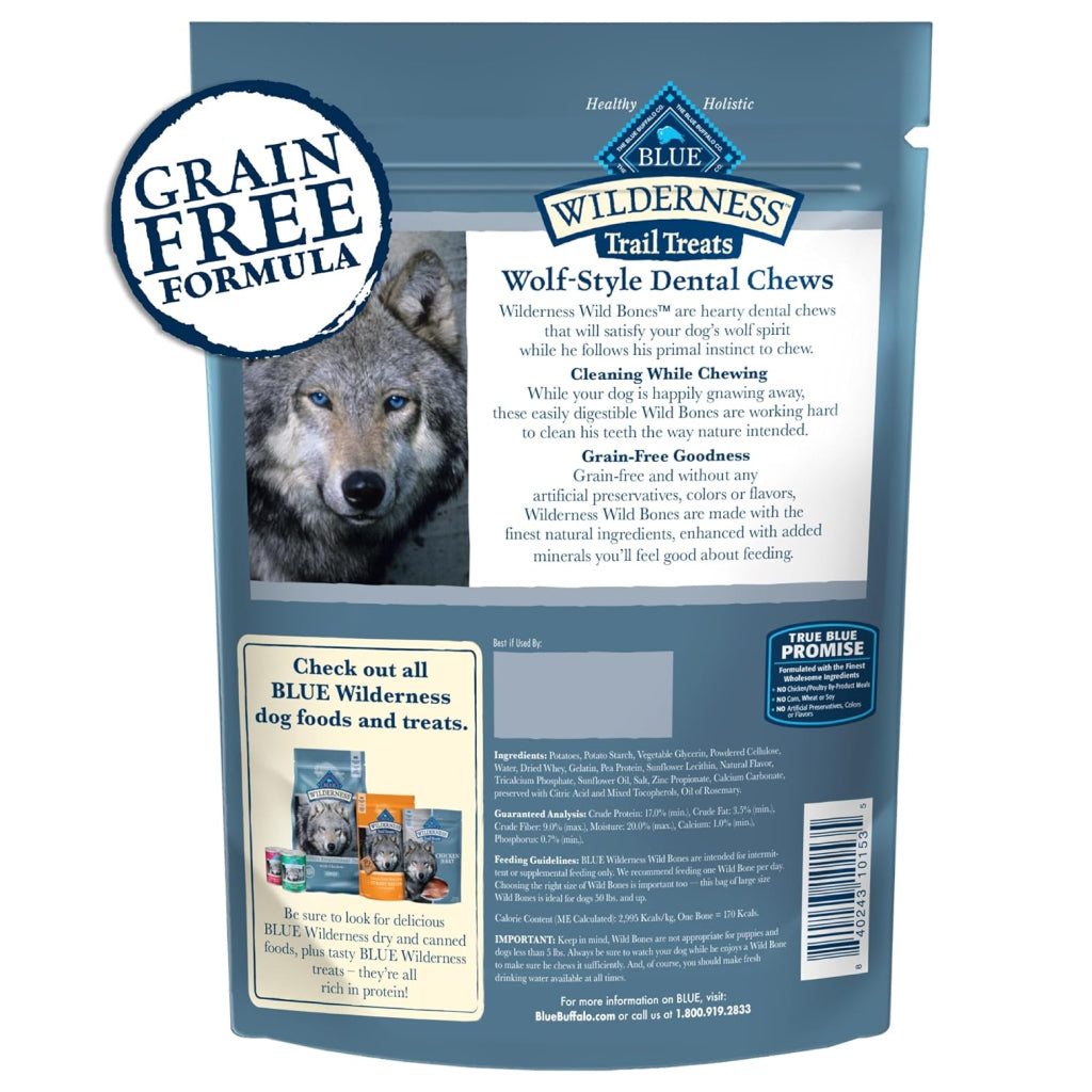 Blue Buffalo Wilderness Wild Bones Dental Treats For Large Dog (10 oz)