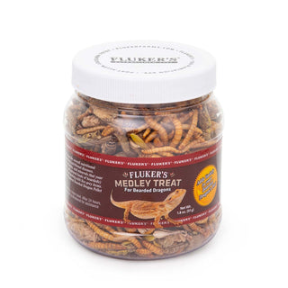 Fluker's Medley Treat for Bearded Dragons Grasshoppers Mealworms and Crickets (1.8 oz)