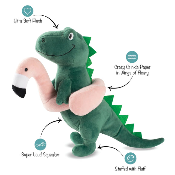 PetShop by Fringe Studio Pool Time Rex Dinosaur Plush Toy For Dog