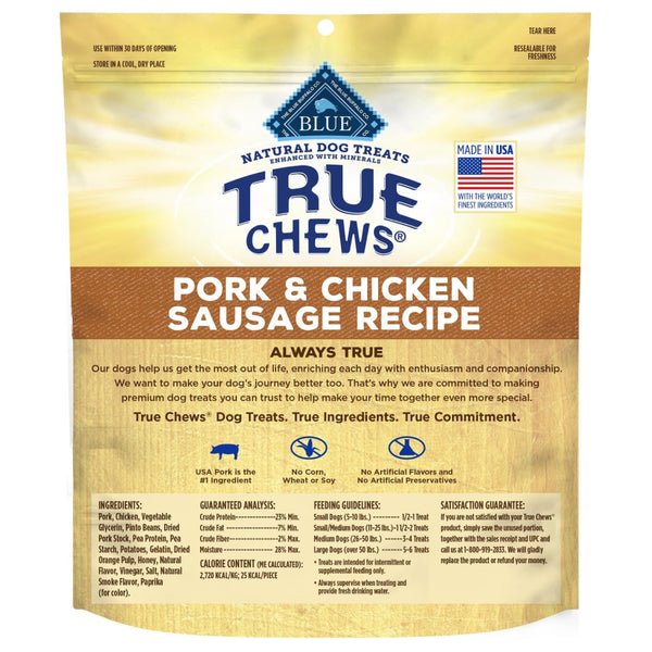 Blue Buffalo True Chews Pork & Chicken Sausage Recipe Treats For Dog (14 oz)