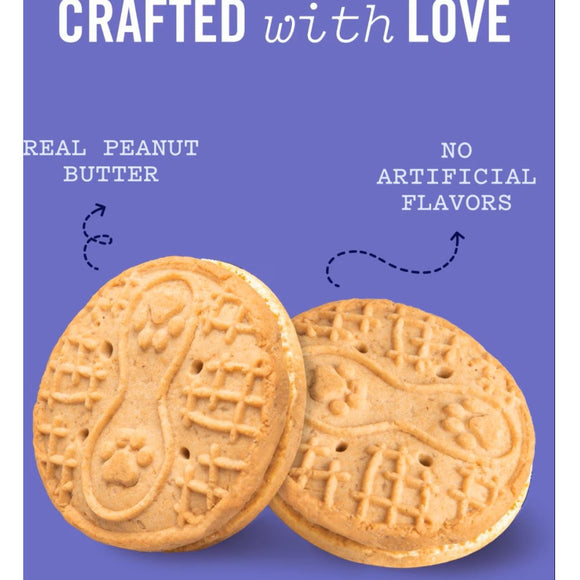 Three Dog Bakery Puppy Butters Sandwich Cookie with Real Peanut Butter Treats For Dog (11.8 oz)