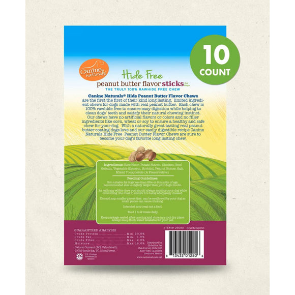Canine Naturals Hide Free Peanut Butter Flavor Sticks Treats For Dog