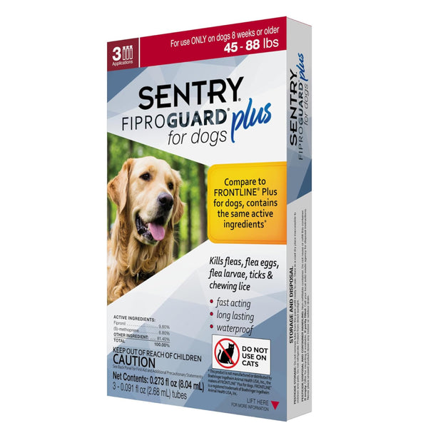 Sentry Fiproguard Plus Topical Flea & Tick Treatment for Dogs 44-88 lbs (3 doses)