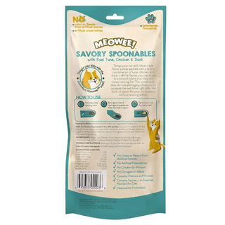 Meowee! Savory Spoonables with Tuna, Chicken & Duck Lickable Treat For Cat (4 tubes)