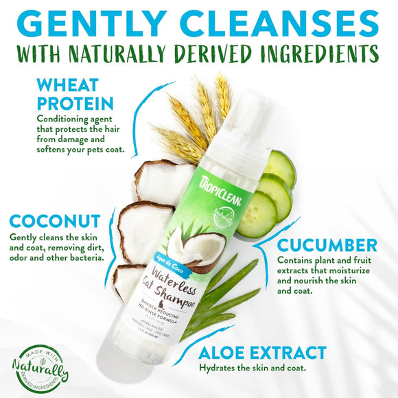 TropiClean Dander Reducing Waterless Cat Shampoo (7.4oz)