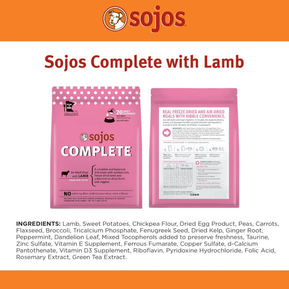 Sojos Complete Lamb Recipe Freeze-Dried Adult Food For Dog