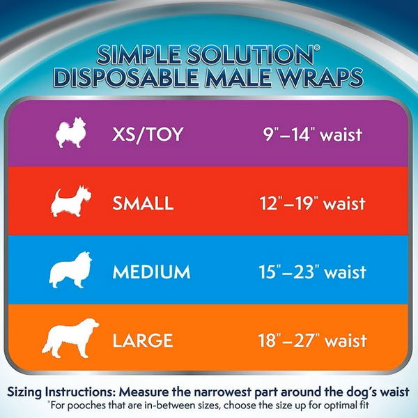 Simple Solution Disposable Male Dog Wraps for Large Dogs (12 pack)