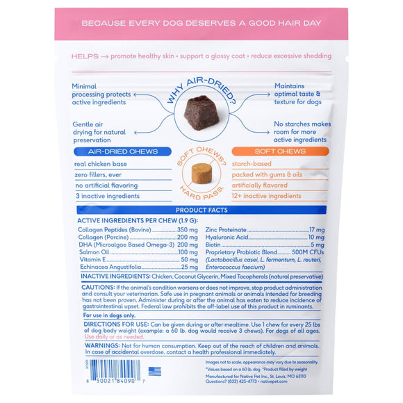 Native Pet Skin + Coat Healthy Skin Chews for Dogs