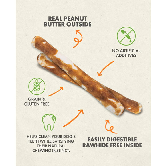Canine Naturals Hide Free Peanut Butter Flavor Sticks Treats For Dog