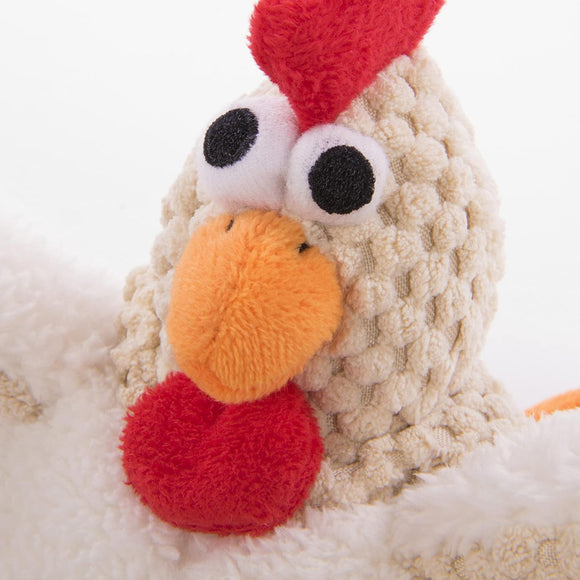 goDog Checkers Rooster with Chew Guard Technology Tough Plush Toy For Dog (White)